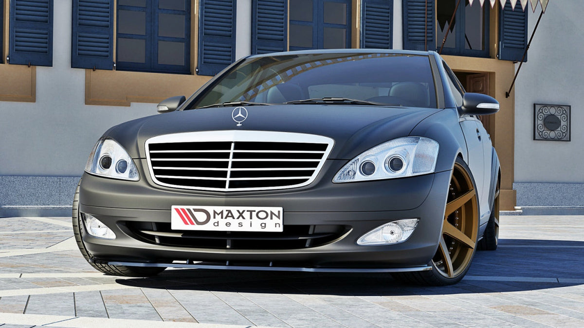 Mercedes S-Class W221 front splitter - Maxton Design gloss black