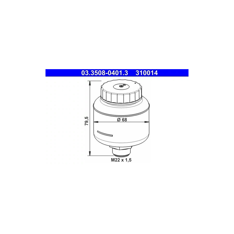 ATE 03.3508-0401.3 Brake Fluid Reservoir Expansion Tank