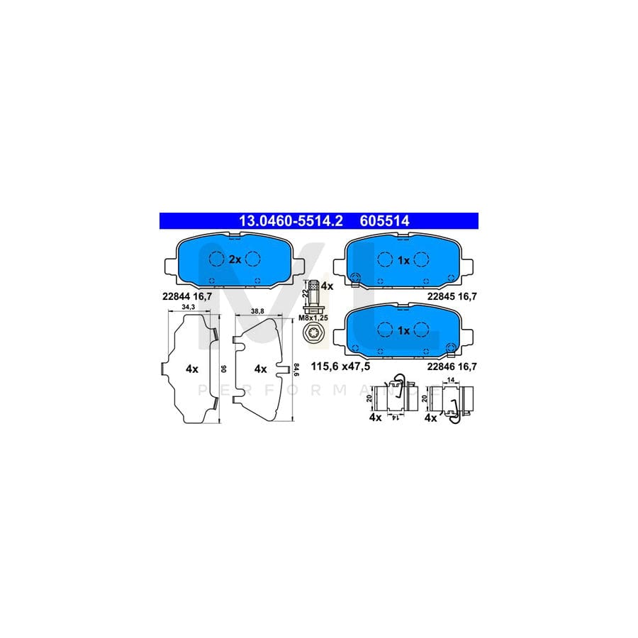 Jeep Compass MP M6 brake pads ATE 13.0460-5514.2