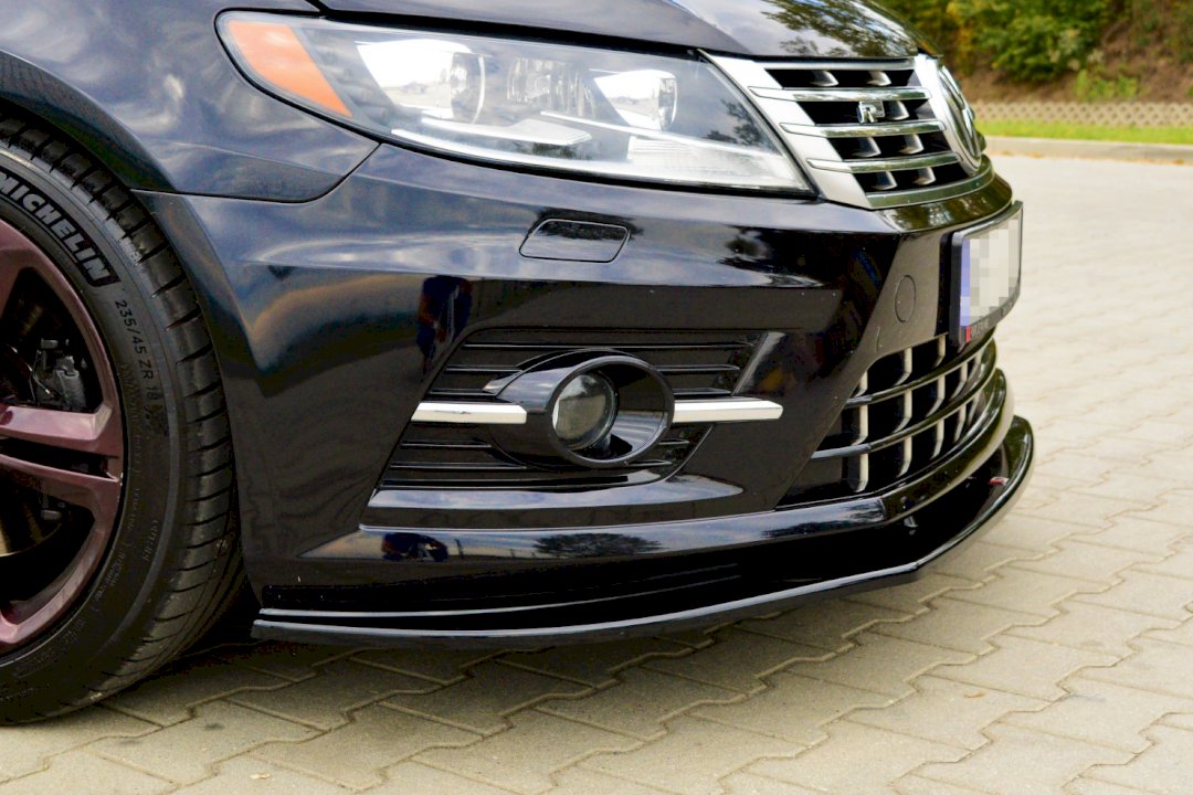 VW CC R-Line 2012-2017 front splitter, Maxton Design gloss black ABS