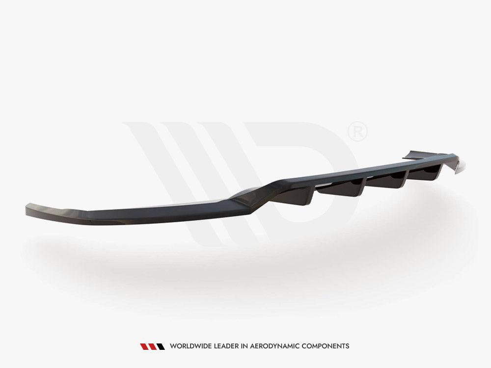 Audi e-Tron 2018-2022 Central Rear Splitter with Vertical Bars, Maxton Design ABS