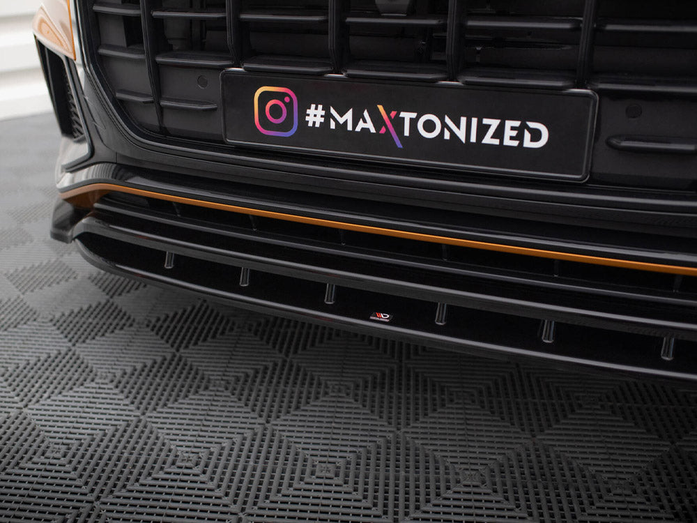 Audi Q8 S-Line Mk1 SQ8 Mk1 Front Splitter V.1 Maxton Design Gloss Black ABS