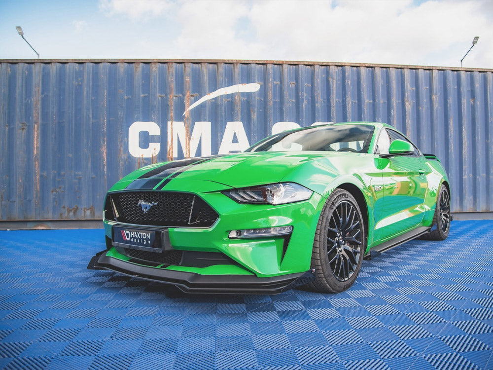 Ford Mustang GT Mk6 Facelift 2017-2023 Front Flaps, Maxton Design Gloss Black