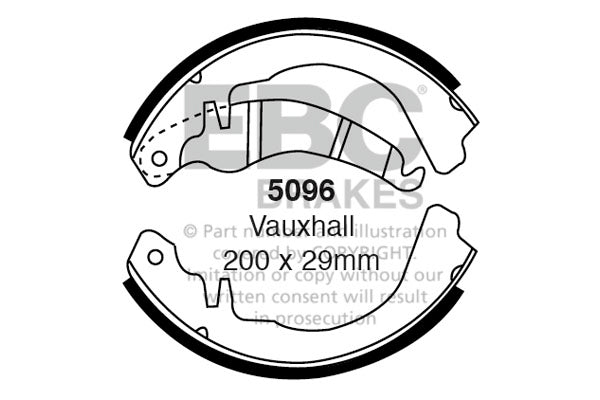 Ford, Vauxhall, MG, Triumph drum brake shoes EBC 5096