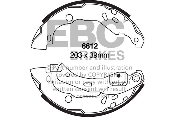 EBC Brake Shoe Replacement Set 6612 for Classic & Performance Drum Brakes