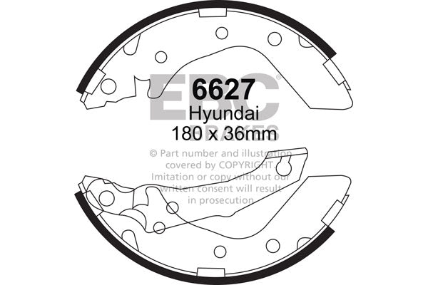 EBC Brake Shoe Set 6627 for E30, E36, E46, MK1-2 Golf, MK1-2 Passat