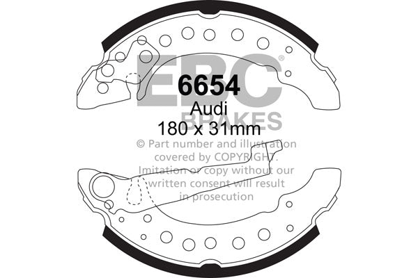 EBC Brake Shoe Replacement Set 6654 for Drum Brakes