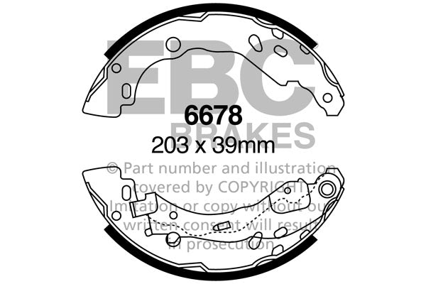EBC Brake Shoe Replacement Set 6678 for Classic & Vintage Drum Brake Cars