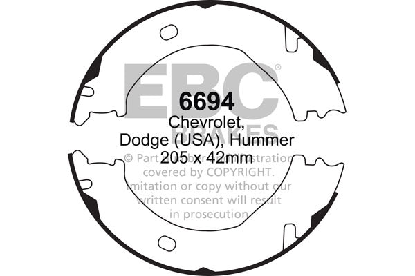 E46 E90 F30 Drum Brake Shoe Set 6694 - EBC Redstuff