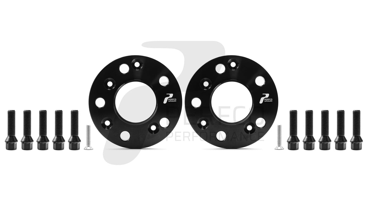 Mini Cooper F56 wheel spacers 5x112, Perfco hubcentric, black anodised
