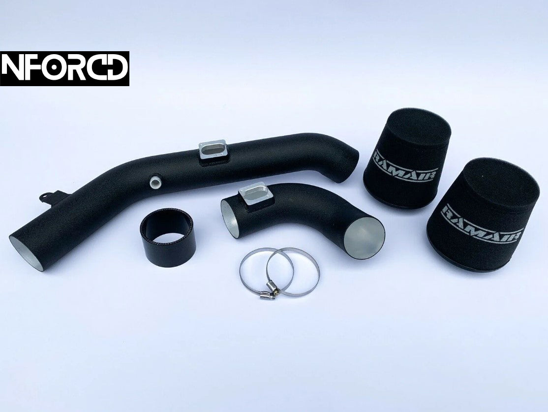S55 engine intake kit for M2 Competition, M3 F80, M4 F82 - 3 inch aluminium pipes & RamAir filters