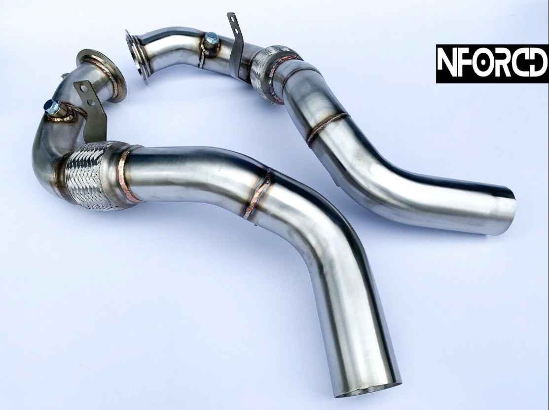 F85 F86 S63TU Decat Downpipes Catless 3" T304 Stainless, TIG Welded, Part No Cuz-F85DP