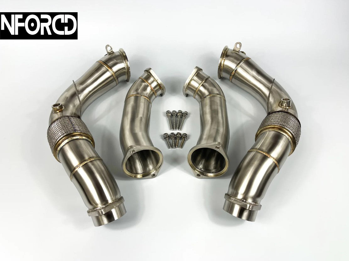 BMW X5M F95 & X6M F96 3-inch catless downpipes, T304 stainless