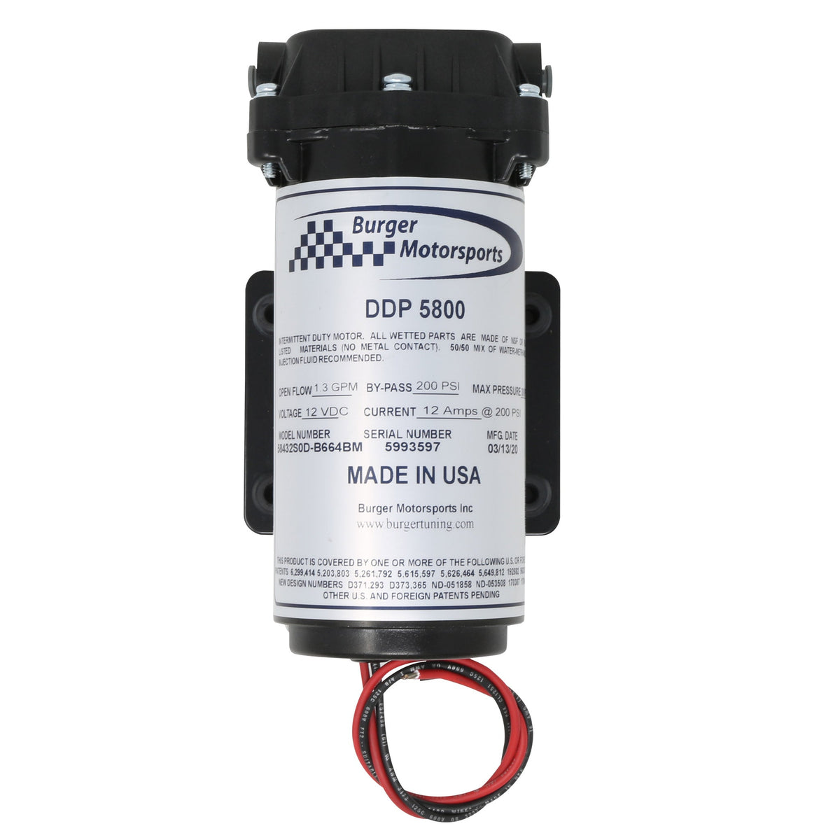 Burger Motorsports DDP 5800 Water Methanol Injection Pump