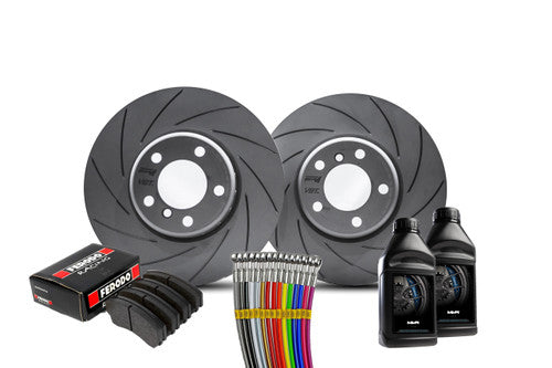 BMW F2x M Sport (M140i M135i M240i M235i) Brake Upgrade Kit - VBT 340mm/345mm, Ferodo DS2500, HEL Lines