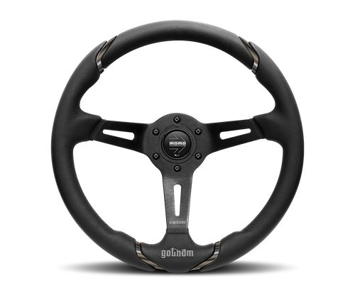 MOMO Street GOTHAM 350mm Deep Dish Steering Wheel, Black Leather, Horn Button Included
