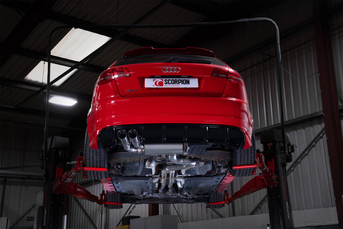 Audi RS3 8P (2011-2016) valved cat-back exhaust, Scorpion non-resonated system with carbon tips