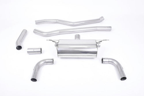 F30 320i LWB Milltek Sport cat-back exhaust SSXBM1068 - race non-resonated, dual outlet, black Cerakote GT-90 tips