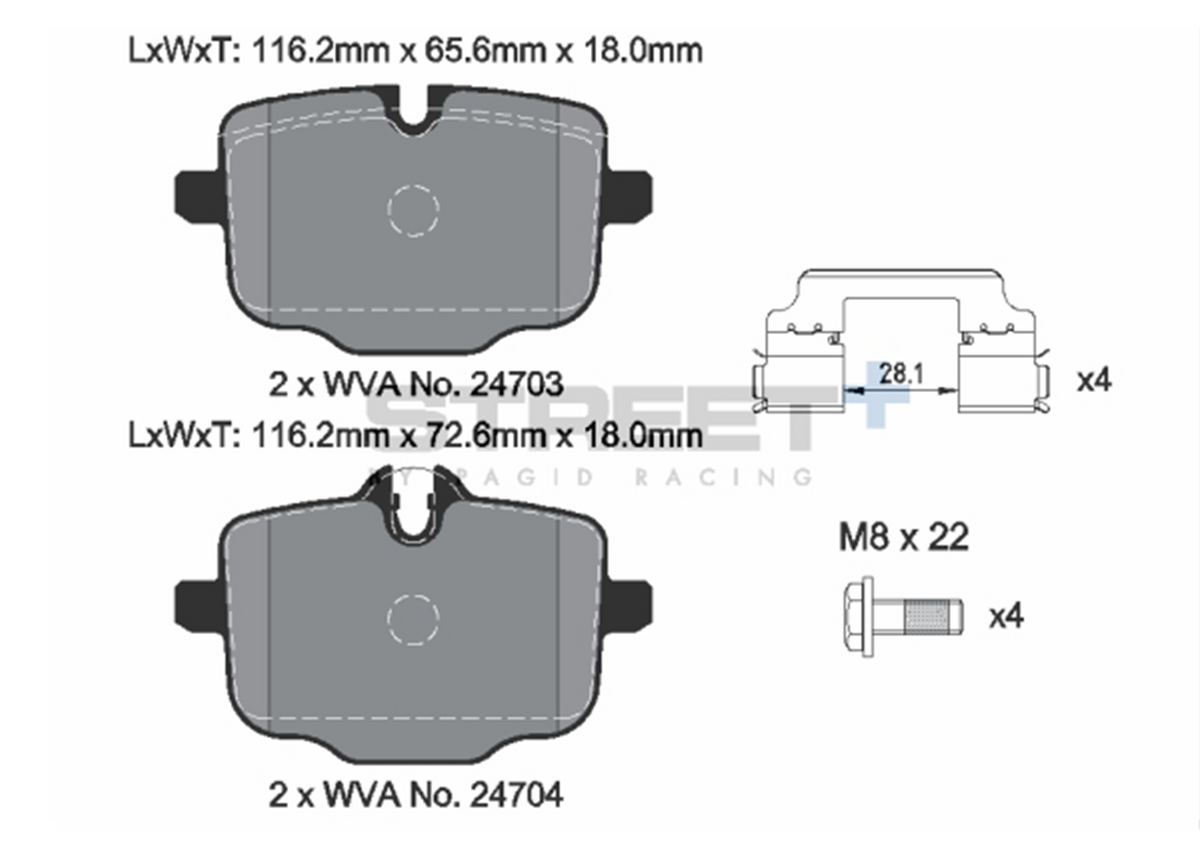 BMW M2 G42 G87 rear brake pads PAGID STREET+ T8283SP2001