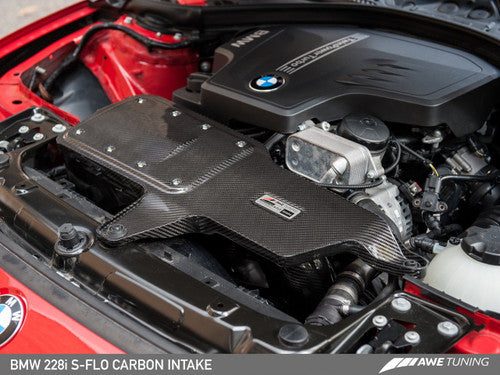 F22 228i S55-style intake kit, AWE Tuning S-FLO carbon airbox + turbo inlet, part #170-4001