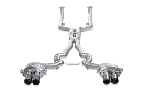F12 F13 M6 Akrapovič Evolution Line Titanium Cat-Back Exhaust - VALVED X-PIPE, CARBON TAILPIPES, PART NO AKR-EXH-F12-TI