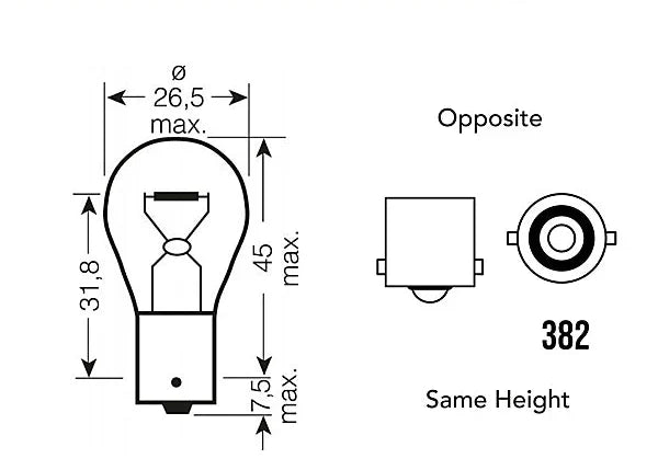 E46 E90 F30 G20 BA15s P21w 1156 ChromoLite Silver Indicator Bulb 382