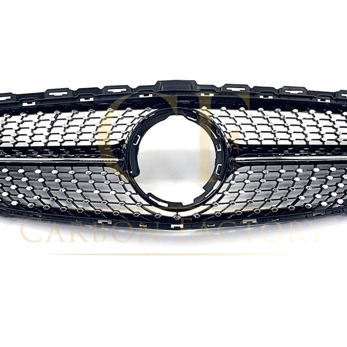 W205 C-Class Diamond Front Grille - Gloss Black, Fits 2019-2022, Part No. CRG-W205-DIA