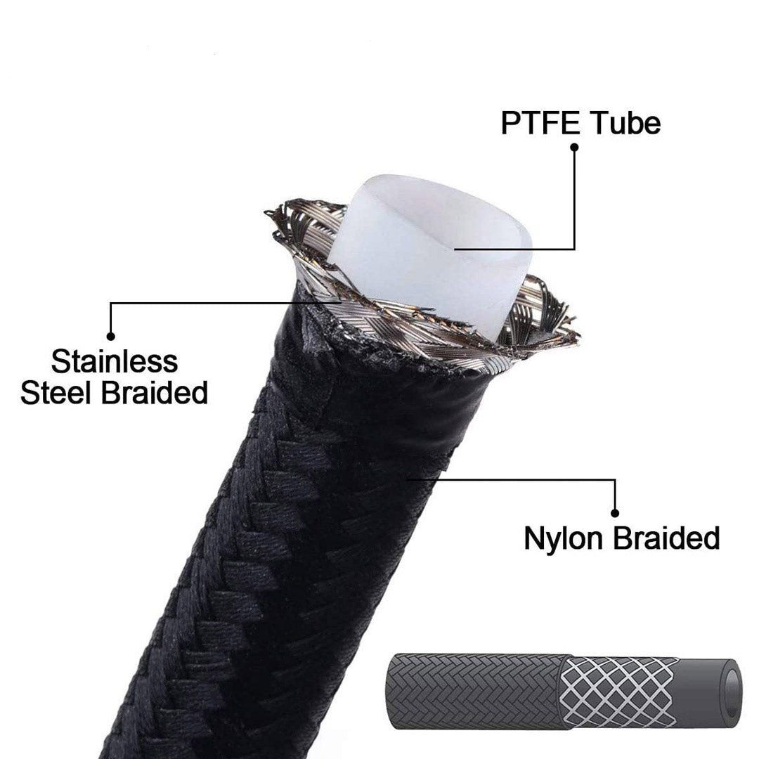 Best Aftermarket Water Methanol Injection Line Kit -4AN BMS Elite Stainless Braided PTFE Hose Upgrade for WMI Systems, Pump to Nozzle