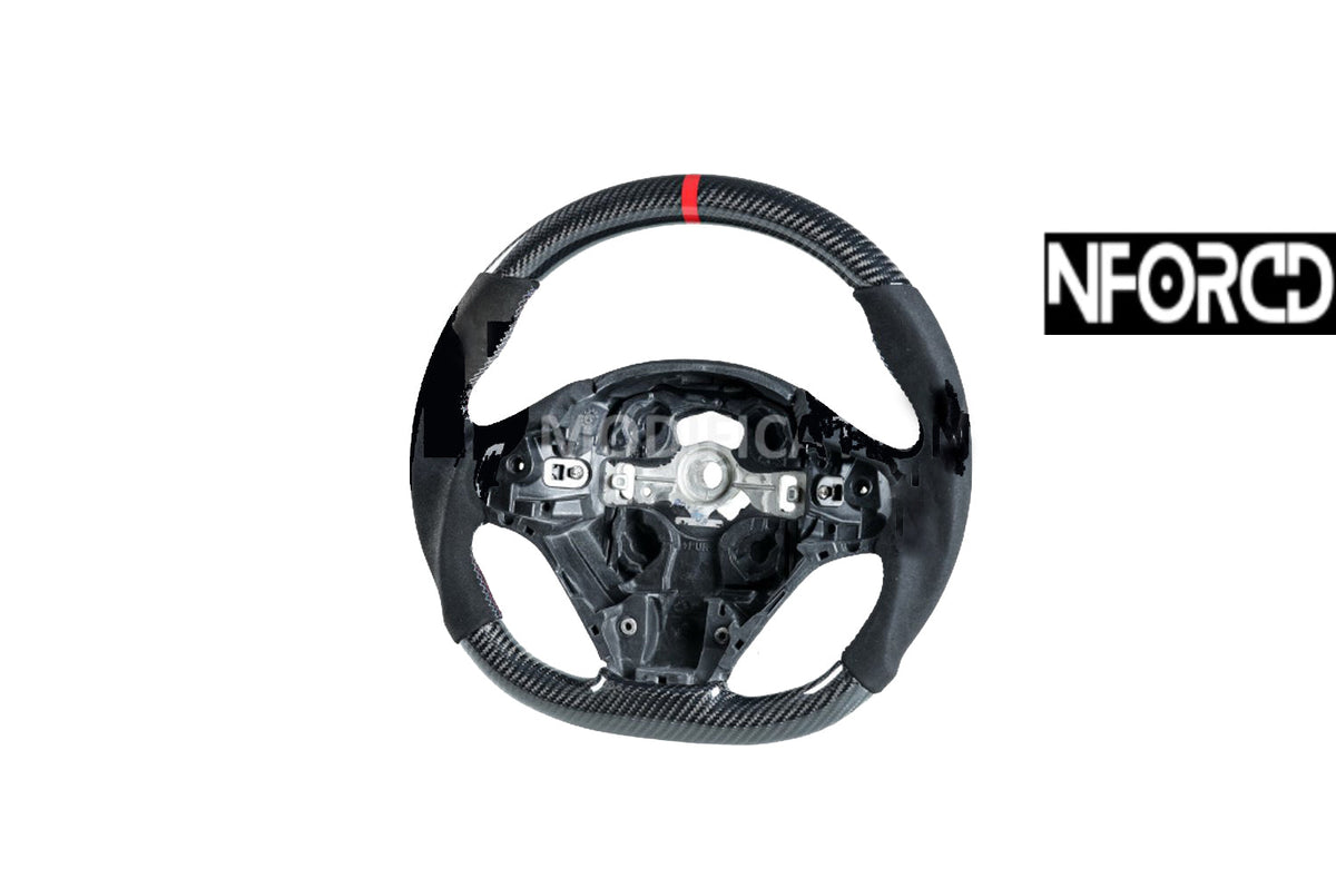 BMW F20 F21 F22 F23 F30 F31 F32 F33 F34 F35 Carbon Fibre & Perforated Leather Flat Bottom Steering Wheel