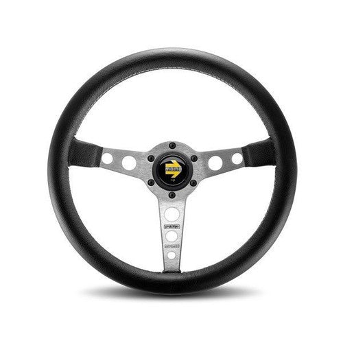 MOMO Street PROTOTIPO 350mm Steering Wheel - Black Leather & Silver Spokes