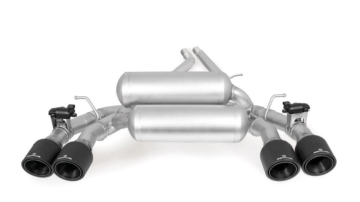 BMW M2 Competition F87 (2018+) S55 valved rear silencer, 4x 98mm tips, ECE approved