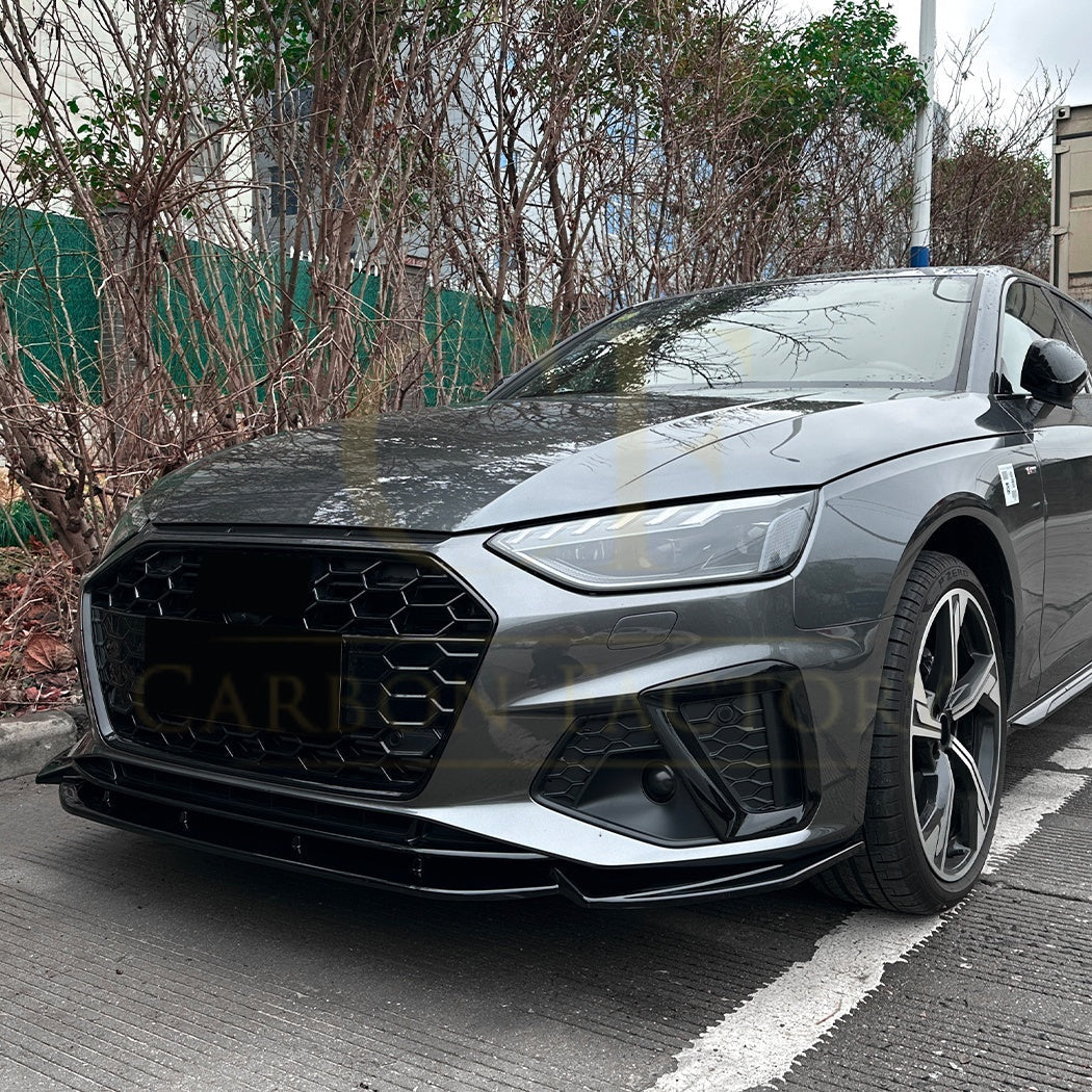 Audi A4 B9.5 S Line & S4 saloon (2020-25) V Style gloss black front splitter