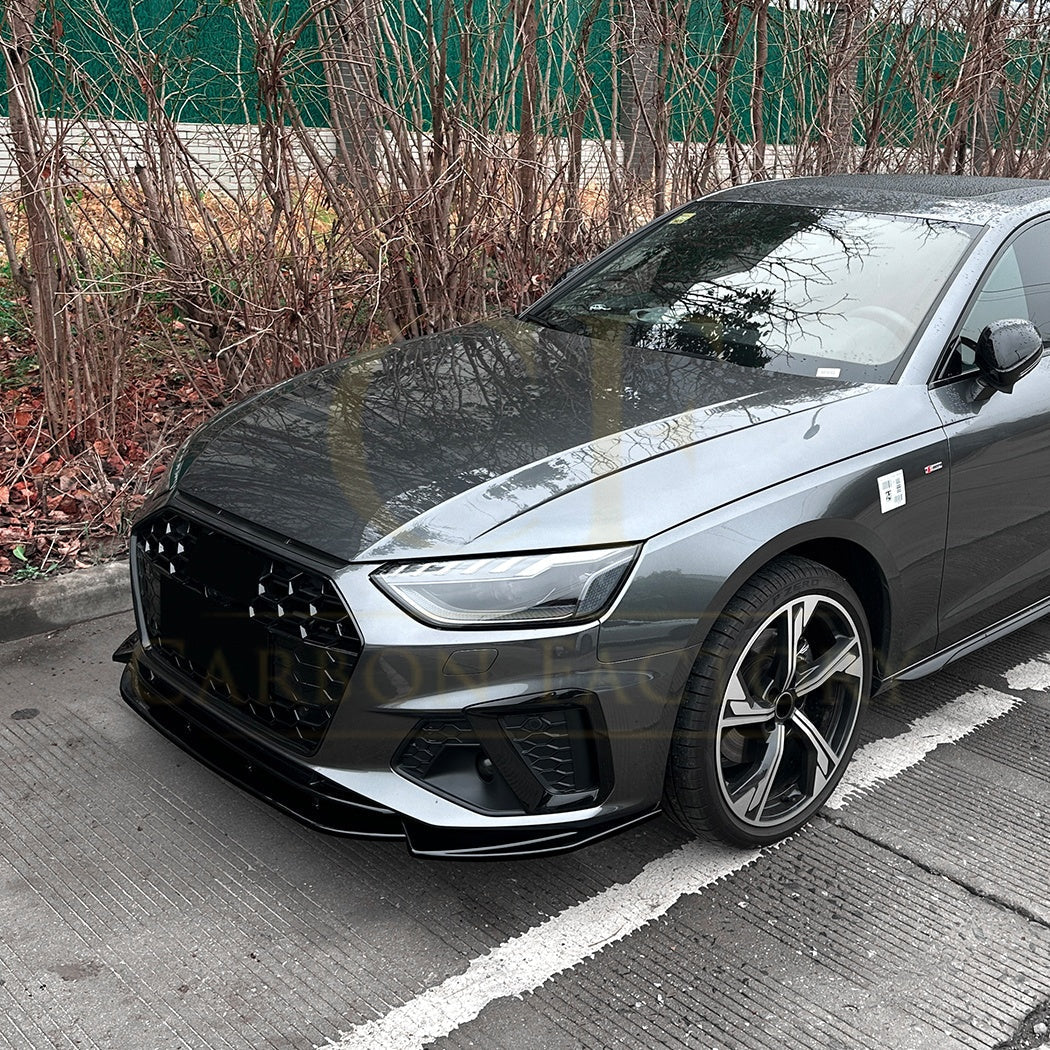 Audi A4 B9.5 S Line & S4 saloon (2020-25) V Style gloss black front splitter