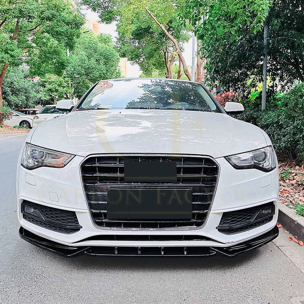 Audi B8.5 S5 A5 S Line 11-16 V Style Gloss Black Front Splitter