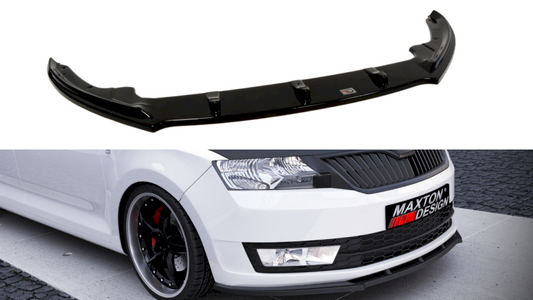 Skoda Rapid 2013+ front splitter - Maxton Design gloss black ABS