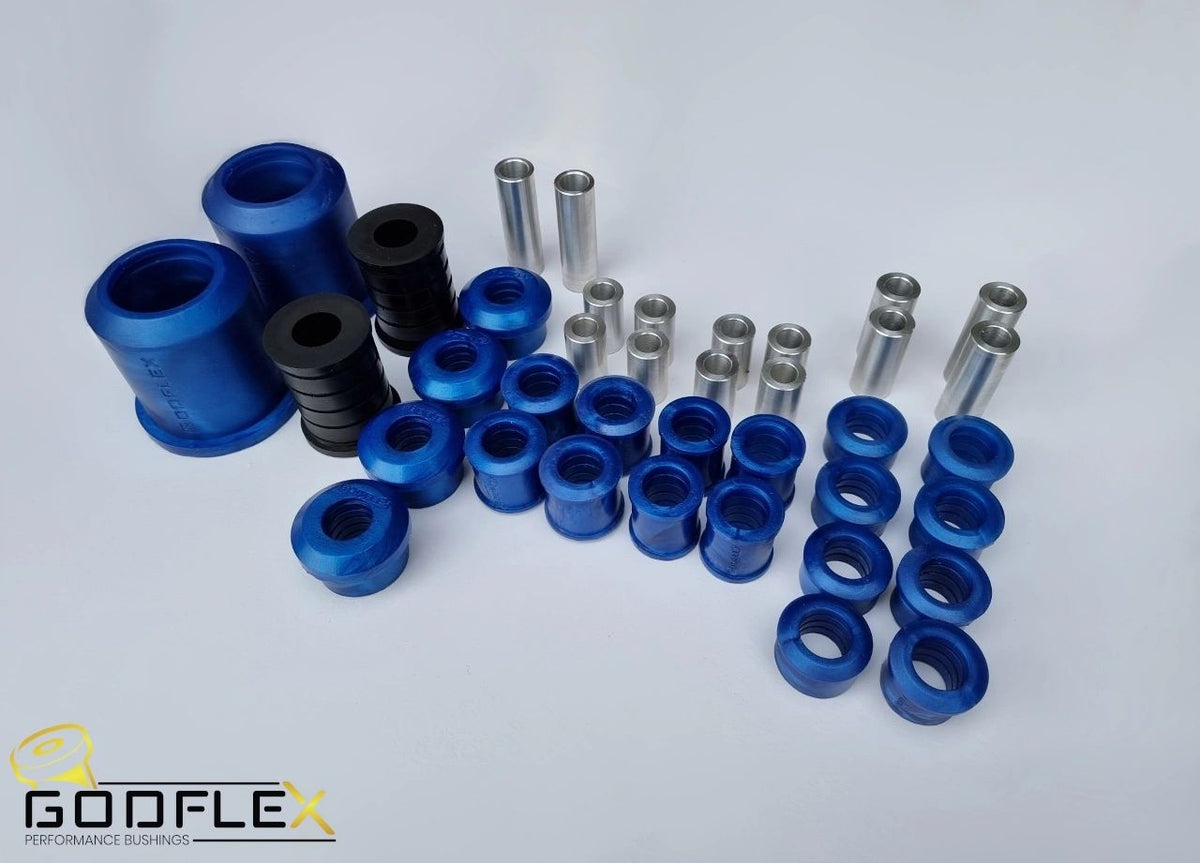 Mazda 5 CR19 (2004-2010) front & rear suspension arm bushes - GodFlex 85A polyurethane, 16-piece