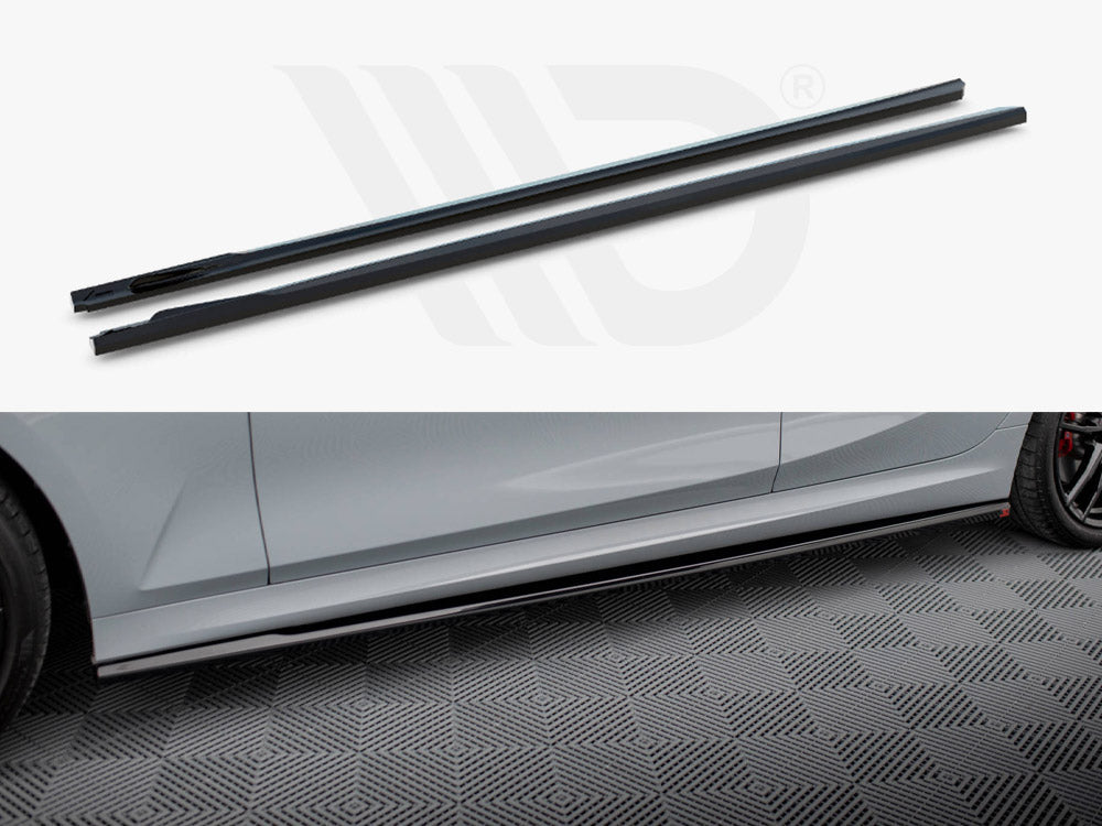BMW G20 G21 Facelift M340i side skirts diffusers, Maxton Design gloss black