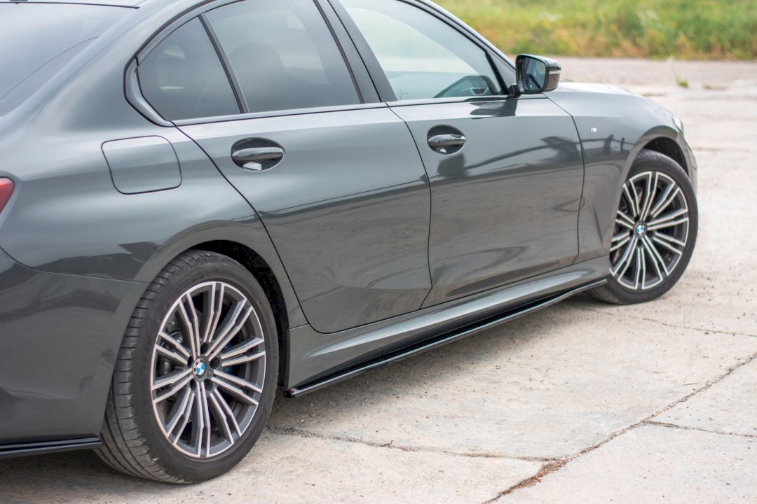 BMW G20 M-Sport side skirts diffusers, Maxton Design gloss black