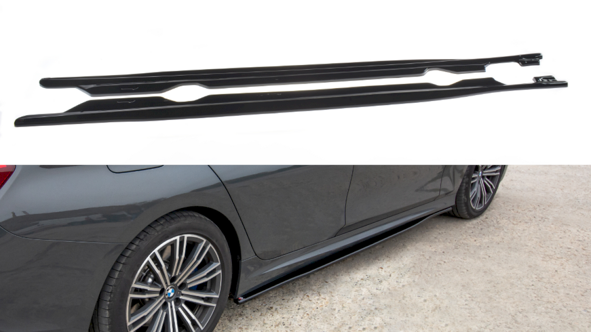 BMW G20 M-Sport side skirts diffusers, Maxton Design gloss black
