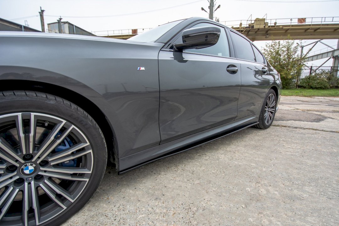 BMW G20 M-Sport side skirts diffusers, Maxton Design gloss black
