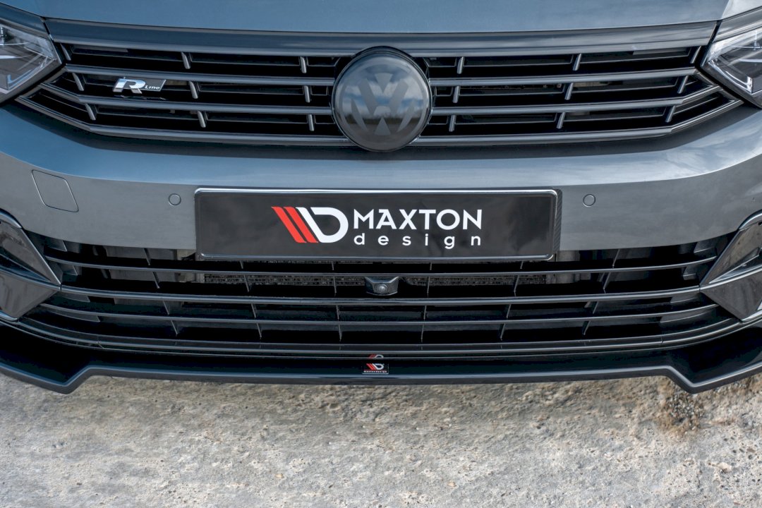 VW Passat B8 R-Line Front Splitter V.2 - Maxton Design Gloss Black