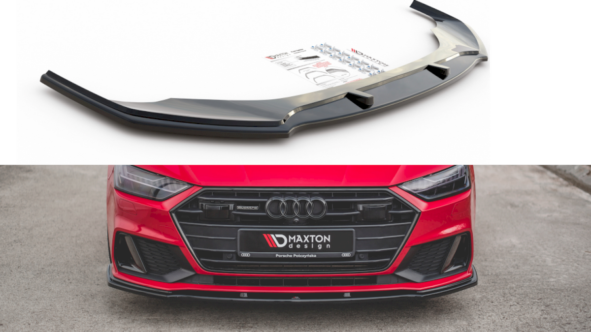 Audi A7 C8 & S7 C8 Front Splitter V.2 - Maxton Design Gloss Black