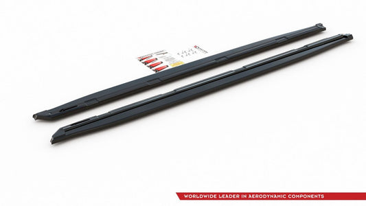 Skoda Kodiaq Sportline (2017-) side skirts diffusers with mudflaps, Maxton Design ABS kit