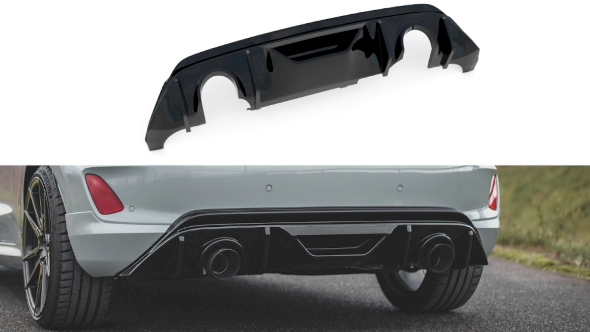 Ford Fiesta Mk8 Mk8.5 ST ST Line Rear Diffuser V3 Maxton Design Gloss Black