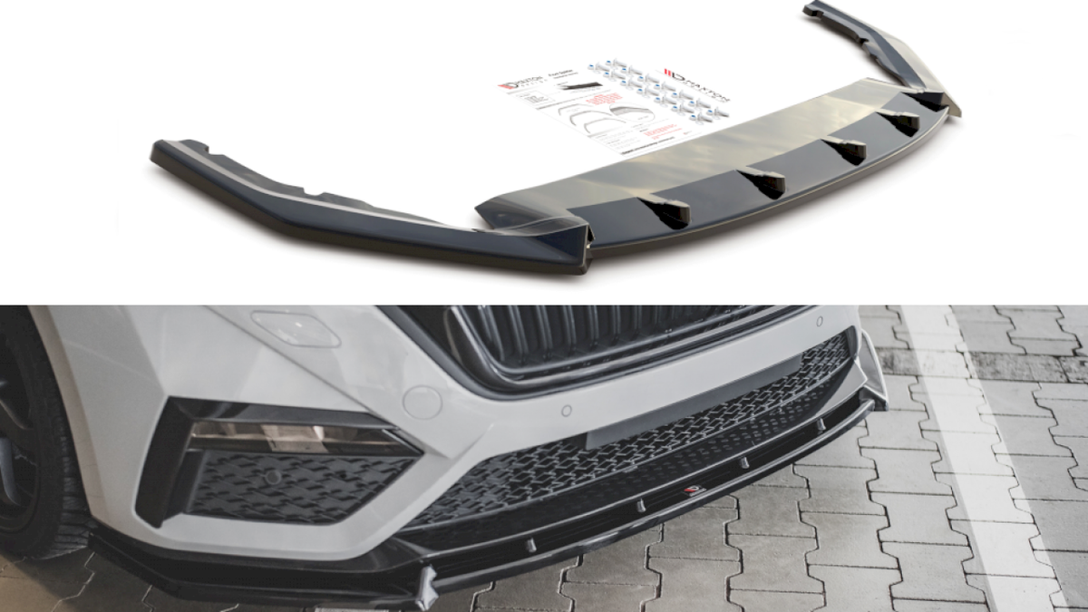 Skoda Octavia RS Mk4 (2020-2024) Maxton Design Front Splitter V1, Gloss Black