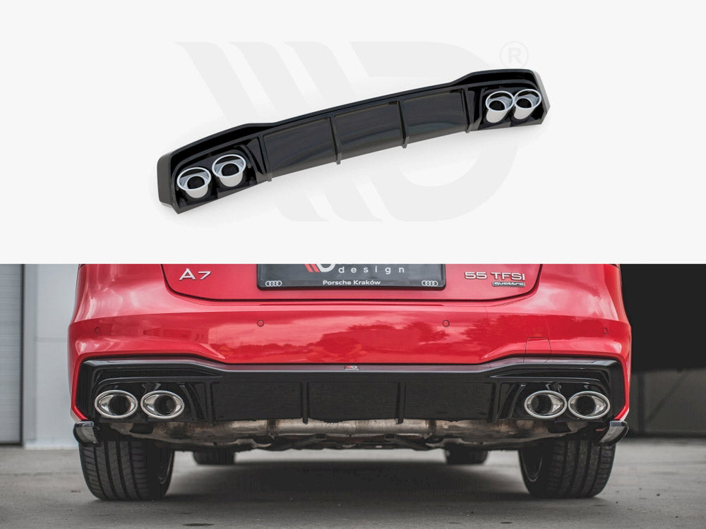 Audi A7 C8 S-Line 2017-2024 rear valance + exhaust ends, Maxton Design