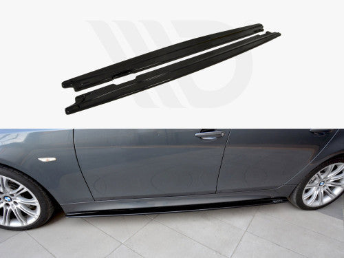BMW 5 Series E60 E61 M-Pack Side Skirt Diffusers - Maxton Design Gloss Black