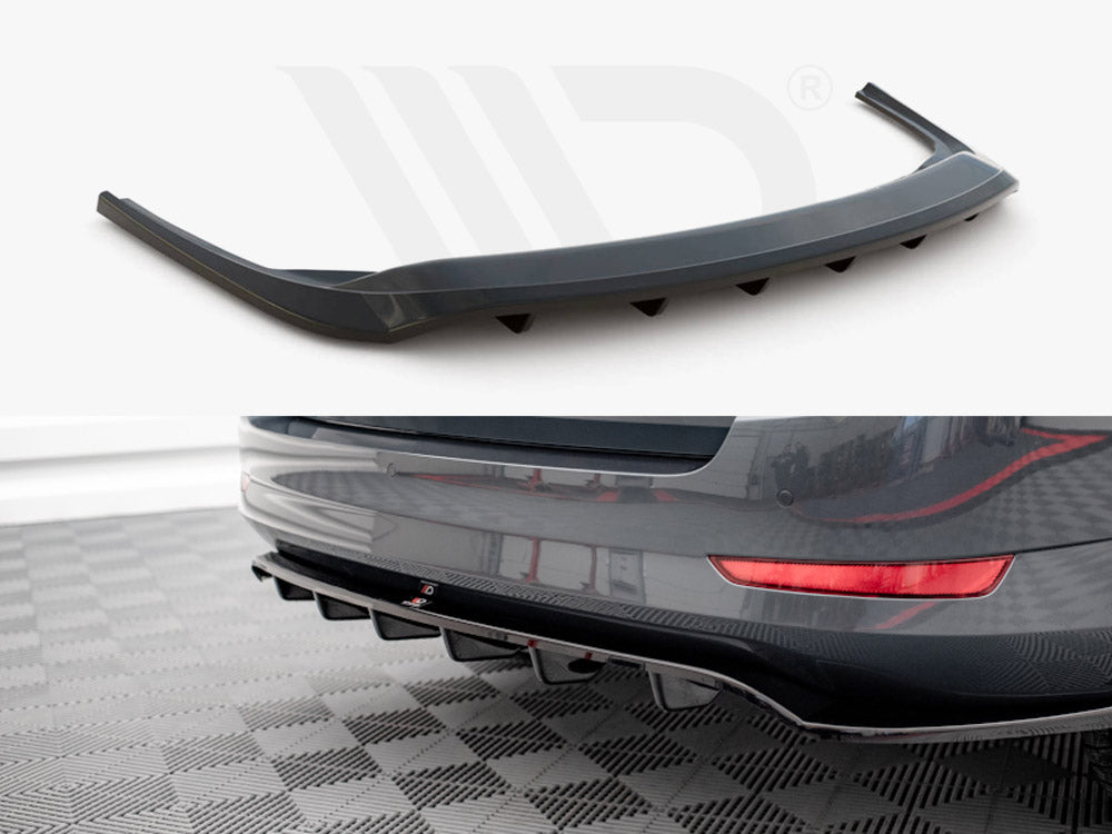 Skoda Fabia Estate Mk3 Facelift (2019-) Maxton Design Central Rear Splitter ABS Gloss Black