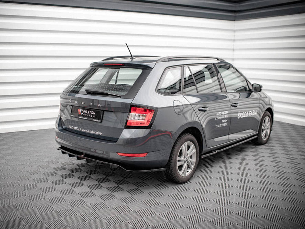 Skoda Fabia Estate Mk3 Facelift (2019-) Maxton Design Central Rear Splitter ABS Gloss Black