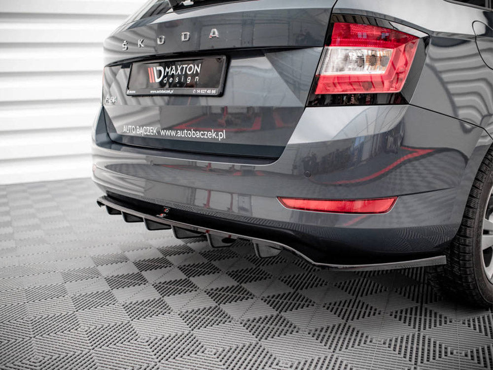 Skoda Fabia Estate Mk3 Facelift (2019-) Maxton Design Central Rear Splitter ABS Gloss Black